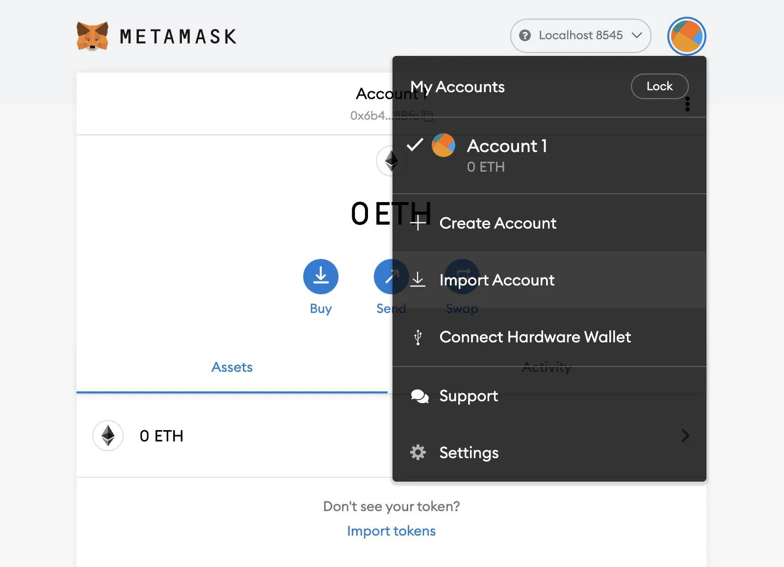 03 - import account into metamask
